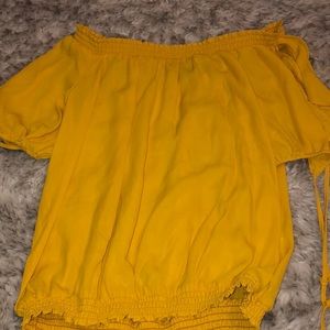 Off the shoulder yellow top